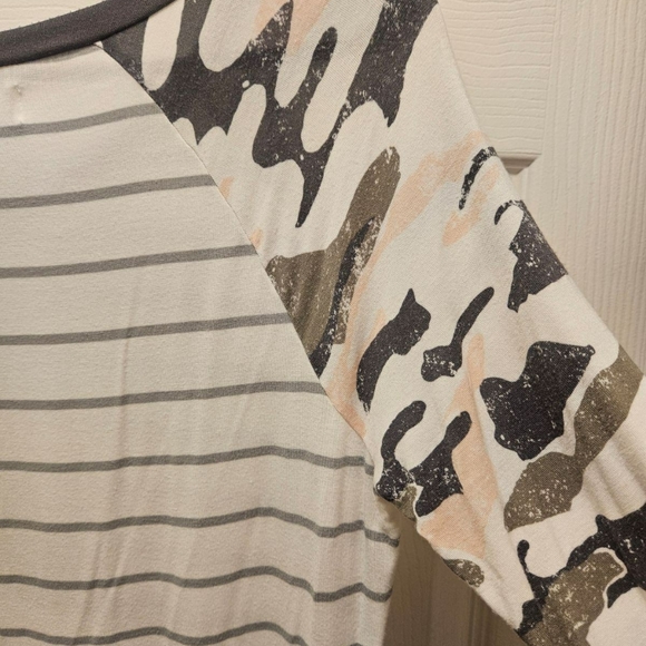 3/4in Sleeve Maurice's Striped/Camo print 24/7 Shirt - Picture 3 of 9